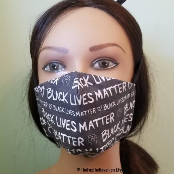 Black Lives Matter Fitted Face Mask - Picture 3 of 14